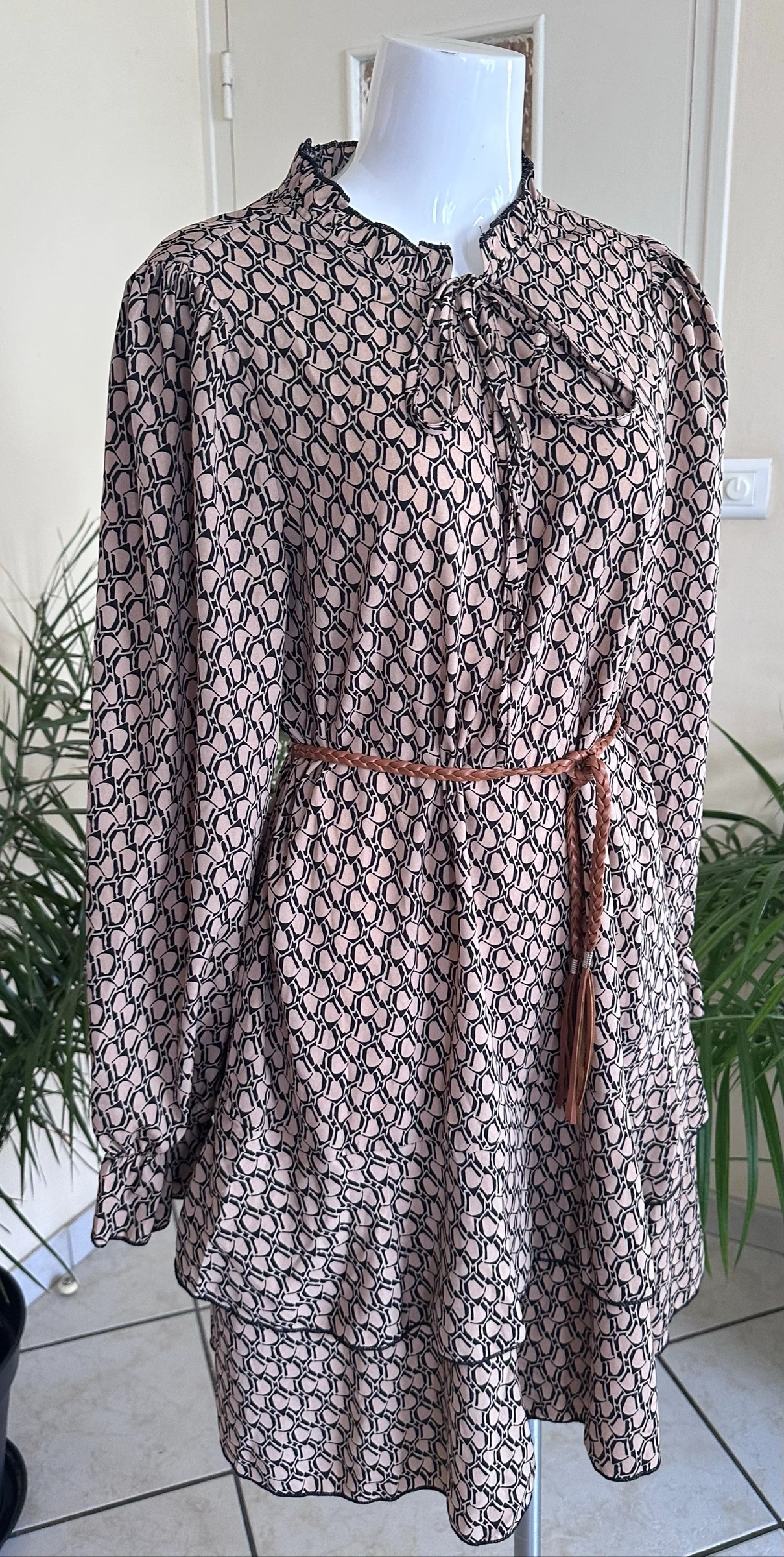 Fluid dress NEW printed black & brown – Size 38/40 – photo 3